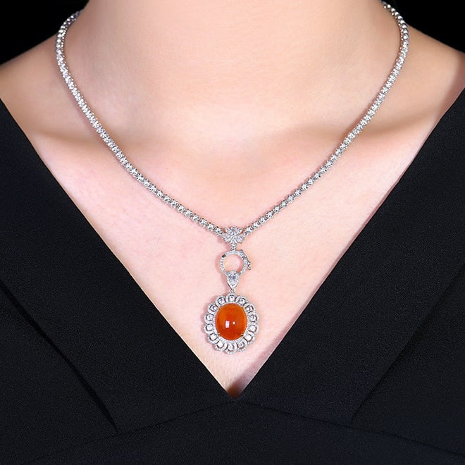14k Gold 11.24 Ctw Natural Spessartine & Diamond Pendant( Without Chain ) - 6