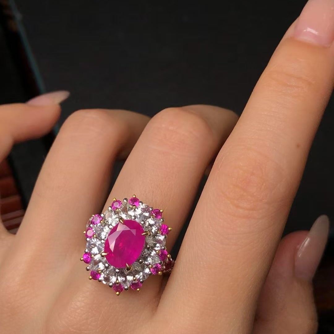 14k Gold 5.84 Ctw Natural Ruby & Sapphire Ring - 5