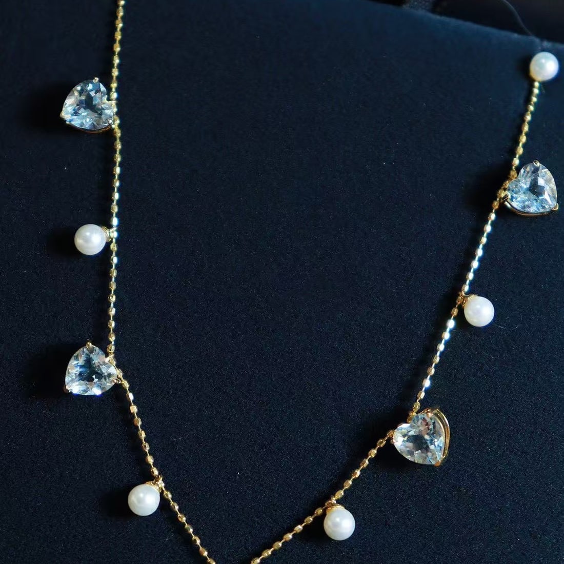 14k Gold 1.9 Ct Natural Aquamarine Necklace - 3
