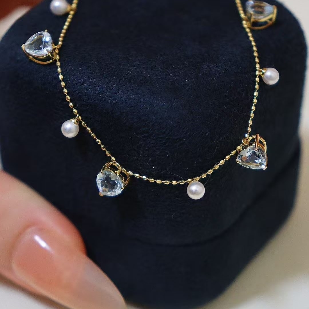 14k Gold 1.9 Ct Natural Aquamarine Necklace - 4