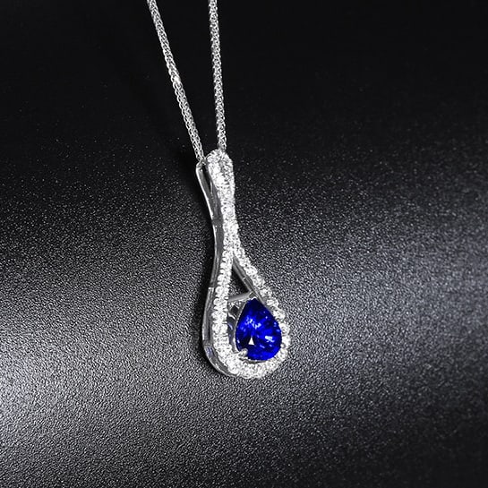 14k Gold 1.46 Ctw Natural Sapphire & Diamond Pendant( Without Chain ) - 3