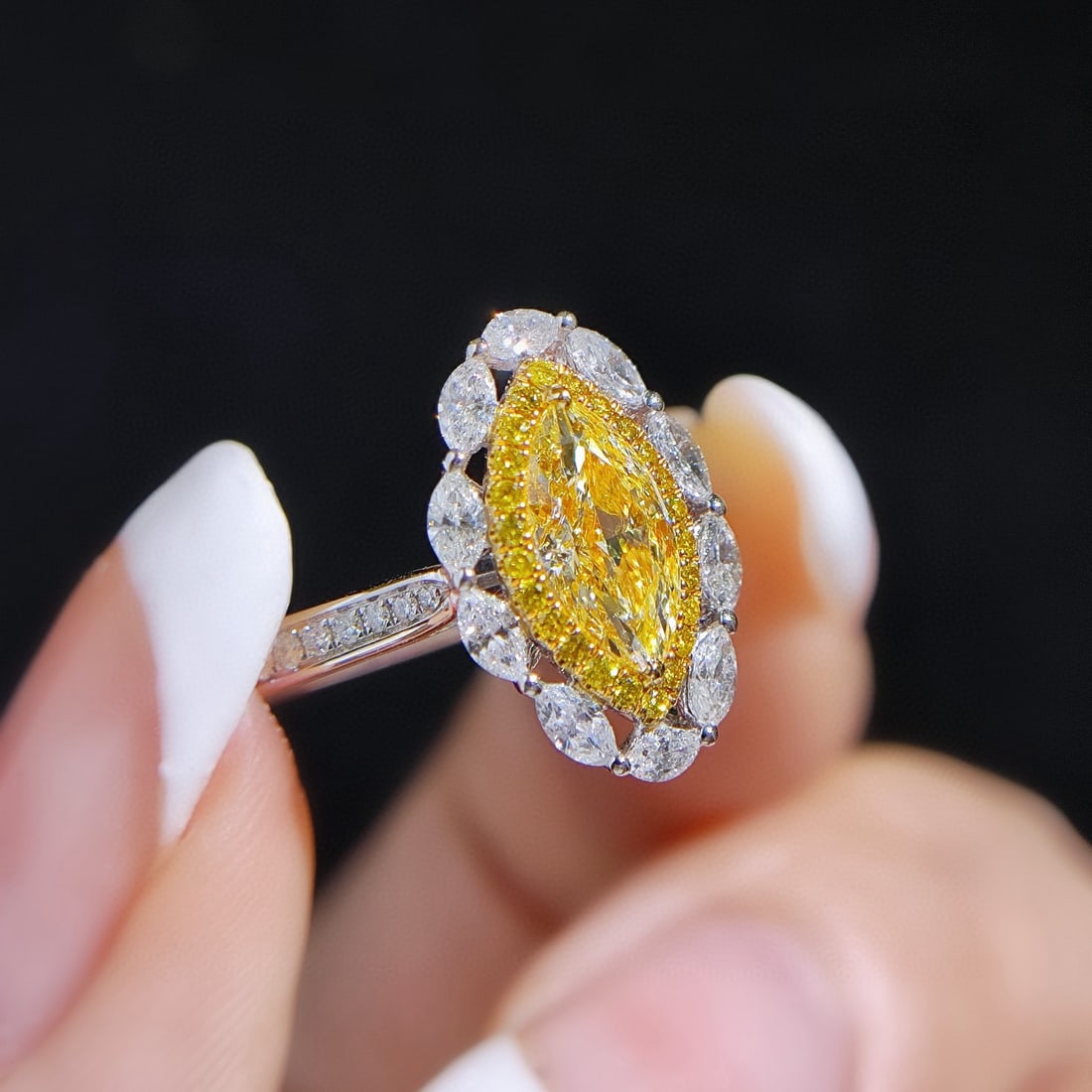 14k Gold 1.27 Ctw Natural Yellow Diamond & Diamond Ring - 2