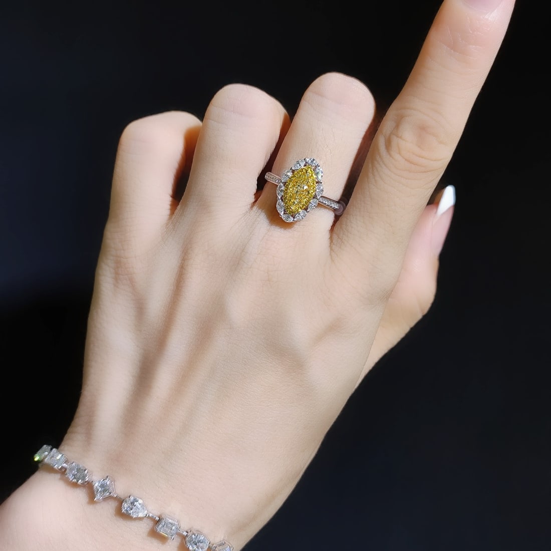 14k Gold 1.27 Ctw Natural Yellow Diamond & Diamond Ring - 3