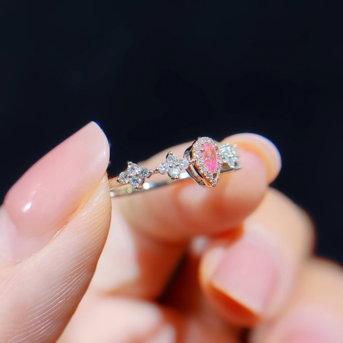 14k Gold 0.23 Ctw Natural Pink Diamond & Diamond Ring - 2