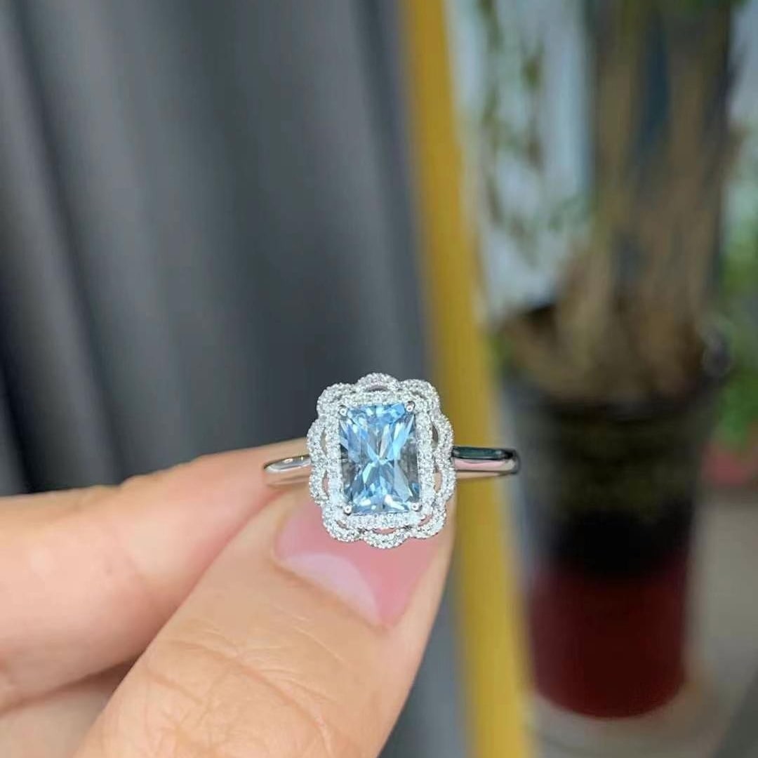 14k Gold 1.05 Ctw Natural Aquamarine & Diamond Ring - 3