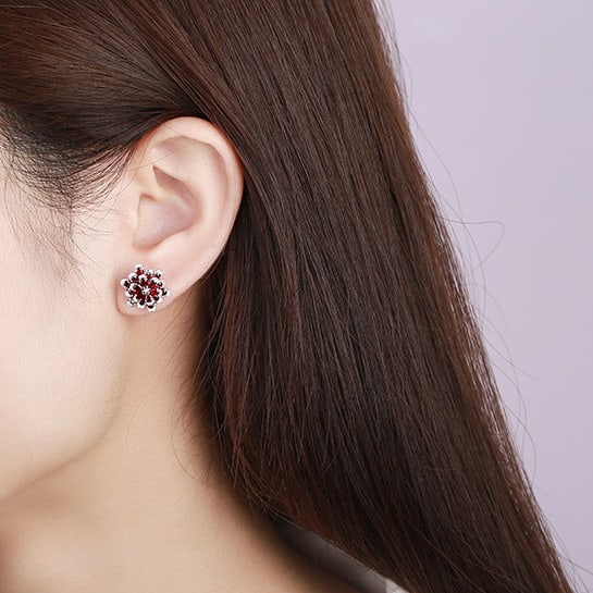 14k Gold 2.88 Ctw Natural Ruby & Diamond Earrings - 5