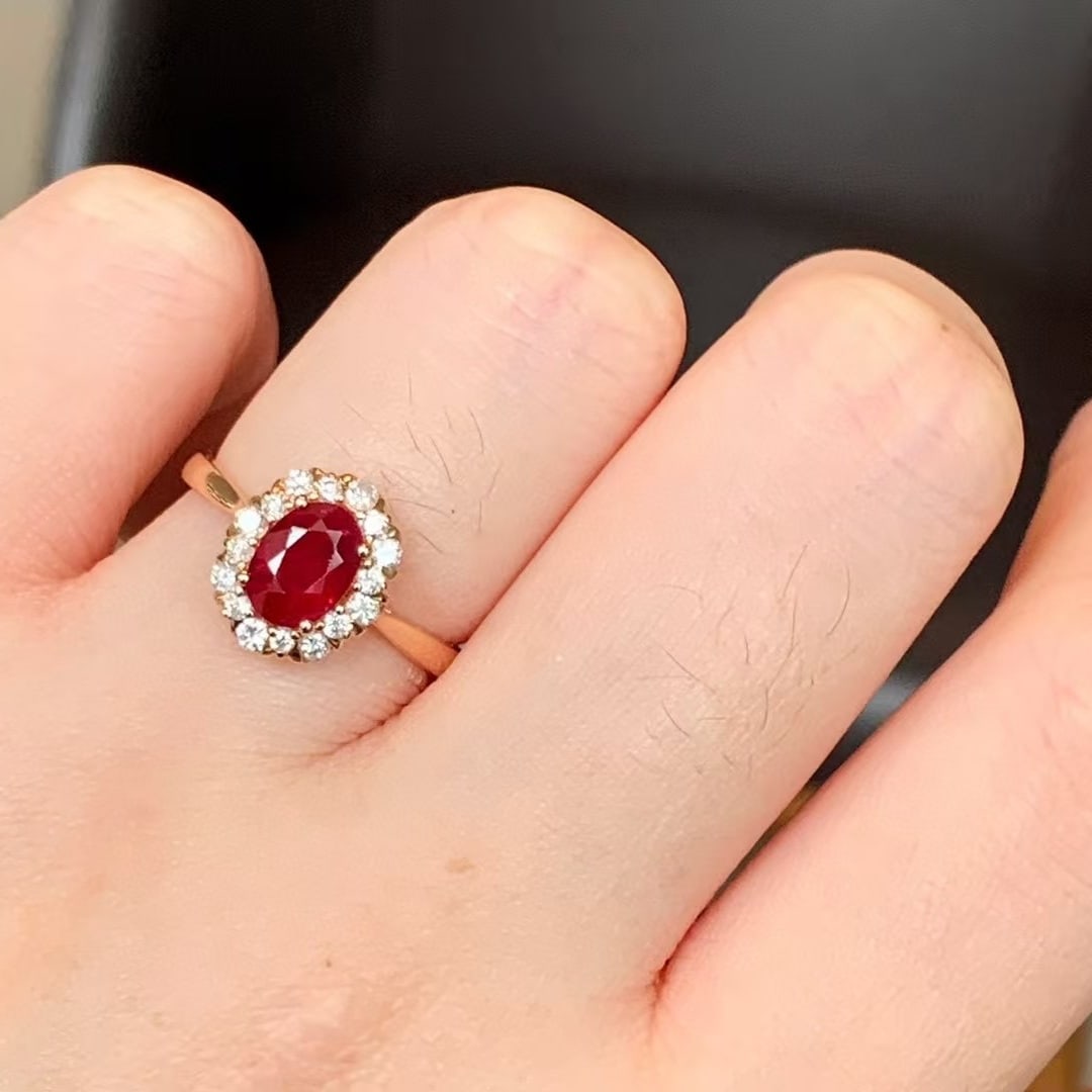 14k Gold 1.49 Ctw Natural Ruby & Diamond Ring - 3