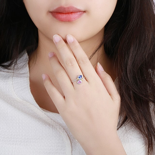 14k Gold 1.08 Ctw Natural Sapphire & Diamond & Toi Et Moi Ring - 5