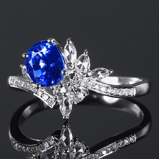 14k Gold 1.40 Ctw Natural Sapphire & Diamond Ring - 2