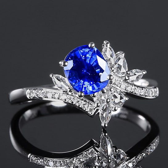 14k Gold 1.40 Ctw Natural Sapphire & Diamond Ring - 3
