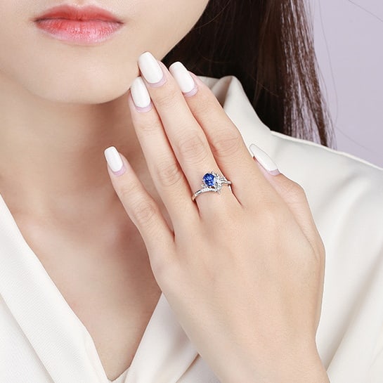 14k Gold 1.40 Ctw Natural Sapphire & Diamond Ring - 5