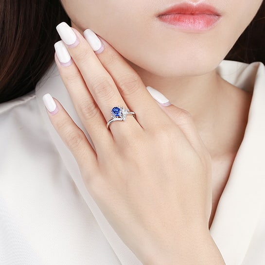 14k Gold 1.40 Ctw Natural Sapphire & Diamond Ring - 6