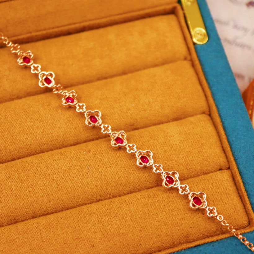 14k Gold 2.33 Ctw Natural Ruby & Diamond Bracelet - 5