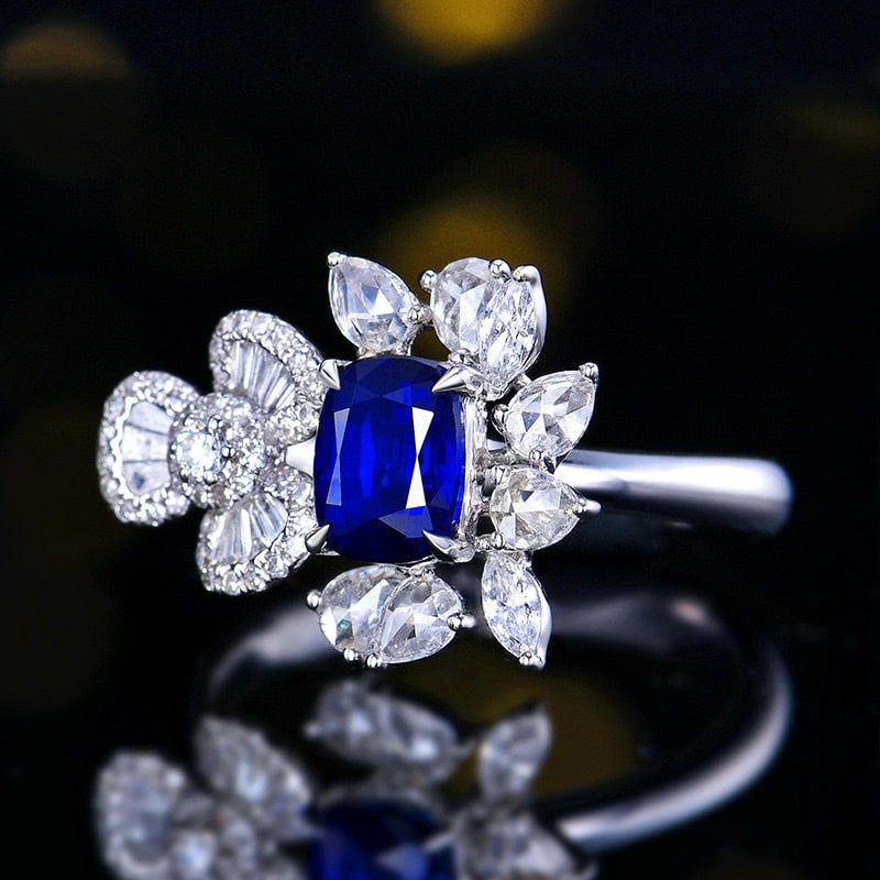 14k Gold 1.93 Ctw Natural Sapphire & Diamond Ring - 2