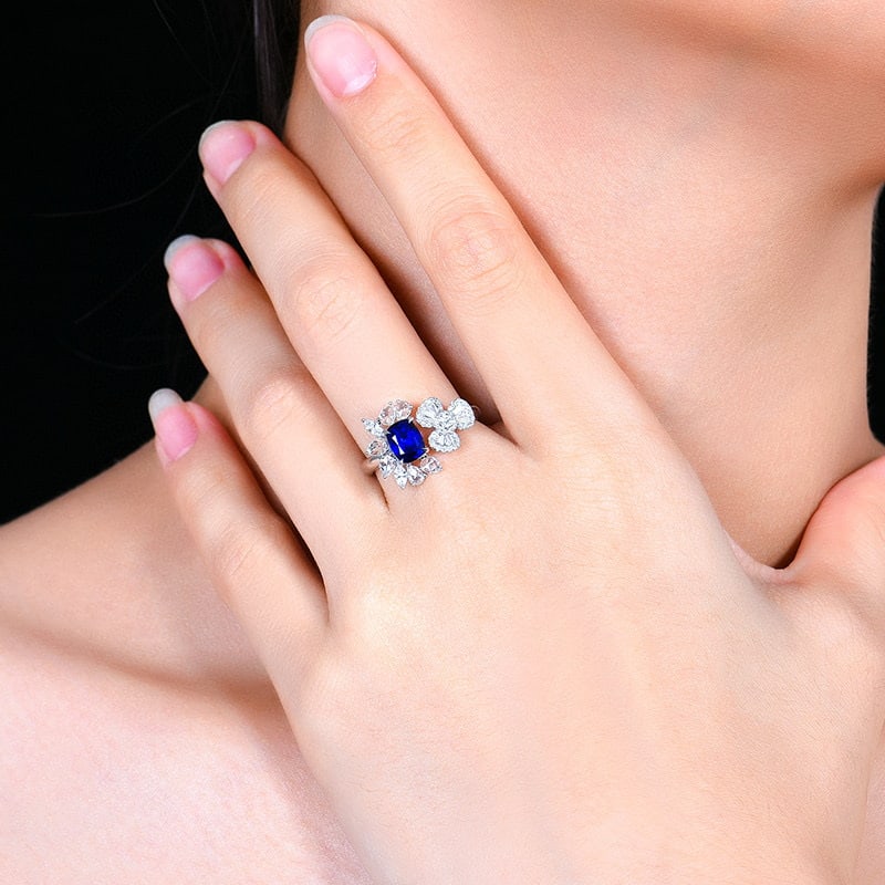 14k Gold 1.93 Ctw Natural Sapphire & Diamond Ring - 7