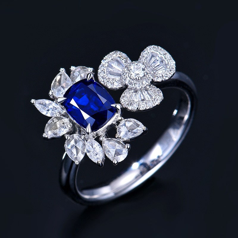 14k Gold 1.93 Ctw Natural Sapphire & Diamond Ring - 8