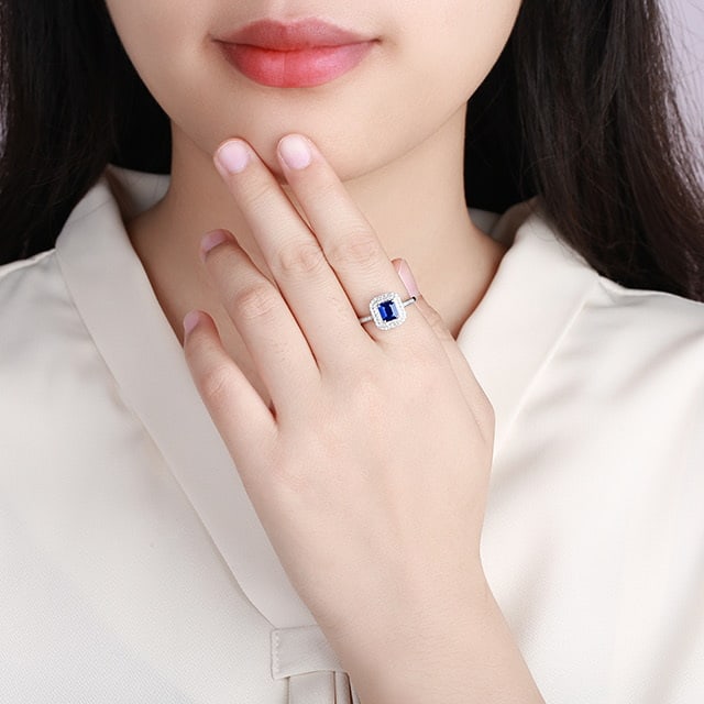 14k Gold 1.39 Ctw Natural Sapphire & Diamond Ring - 6