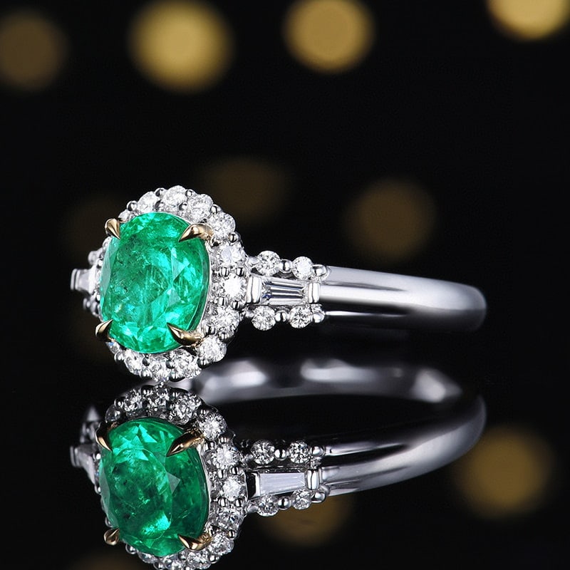 14k Gold 1.44 Ctw Natural Emerald & Diamond Ring - 2