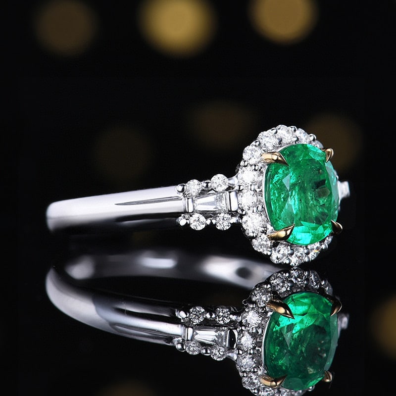 14k Gold 1.44 Ctw Natural Emerald & Diamond Ring - 3