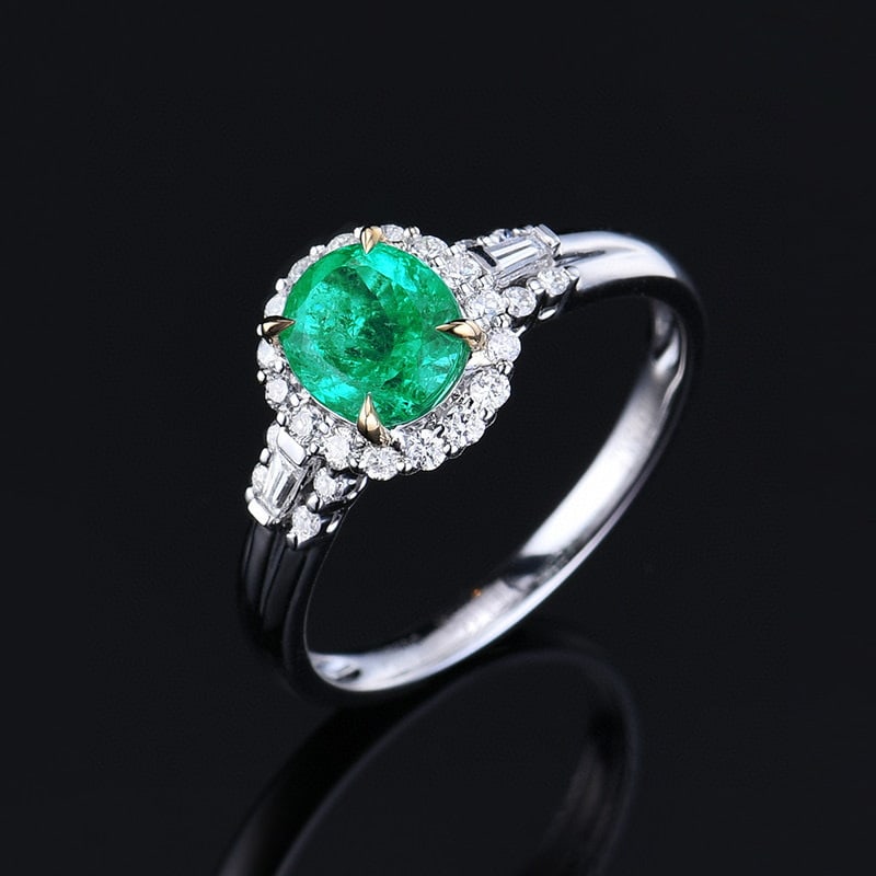 14k Gold 1.44 Ctw Natural Emerald & Diamond Ring - 5