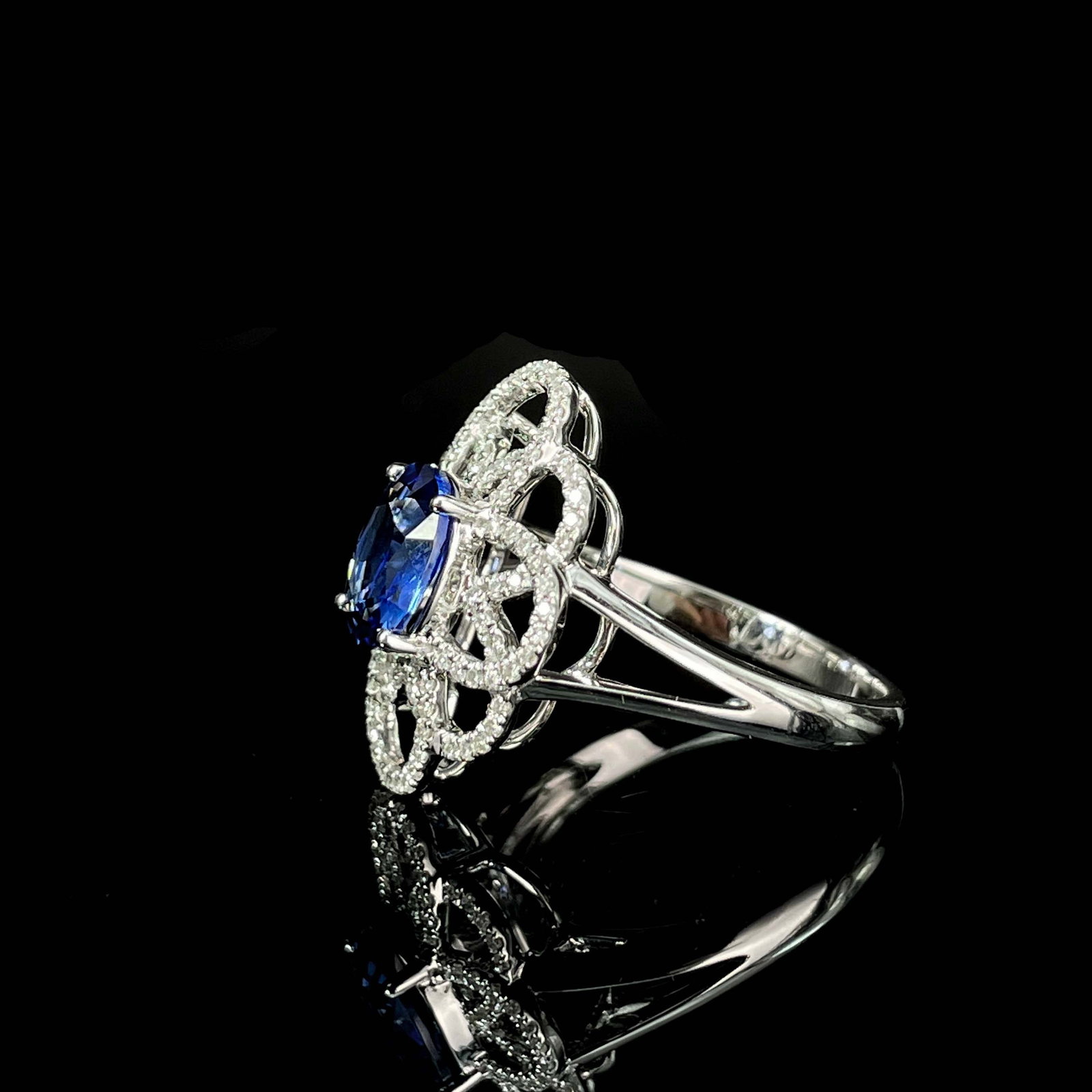 14k Gold 1.51 Ct Natural Sapphire & Diamond Ring - 2