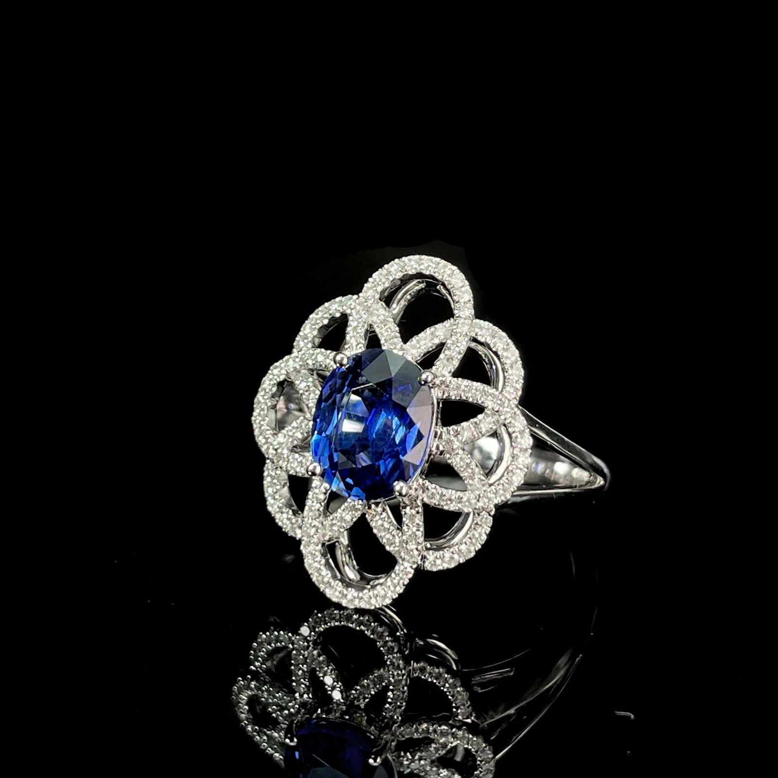 14k Gold 1.51 Ct Natural Sapphire & Diamond Ring - 3