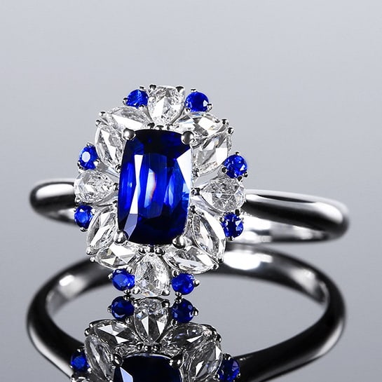 14k Gold 1.37 Ctw Natural Sapphire & Diamond Ring - 2