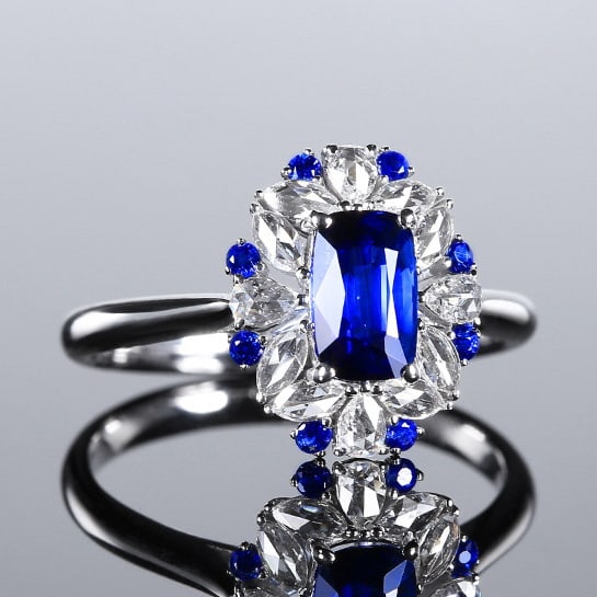 14k Gold 1.37 Ctw Natural Sapphire & Diamond Ring - 3