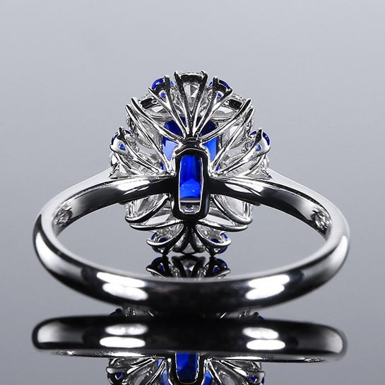 14k Gold 1.37 Ctw Natural Sapphire & Diamond Ring - 4