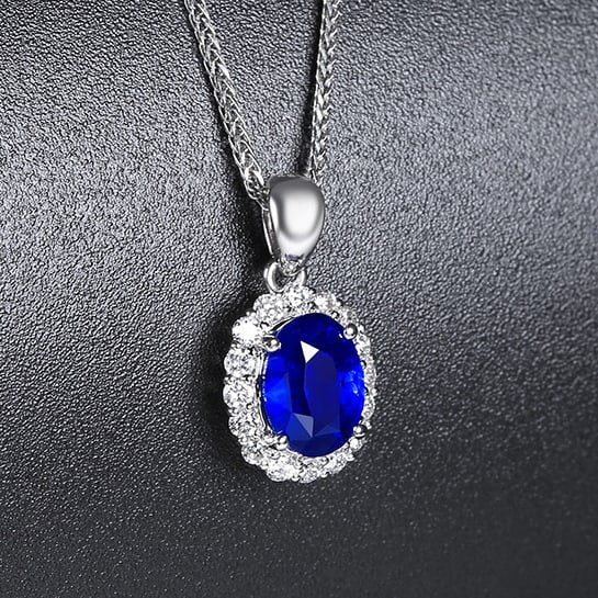 14k Gold 1.21 Ctw Natural Sapphire & Diamond Pendant( Without Chain ) - 3