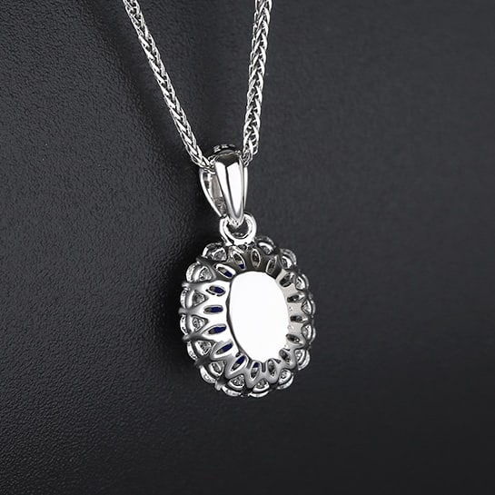 14k Gold 1.21 Ctw Natural Sapphire & Diamond Pendant( Without Chain ) - 4