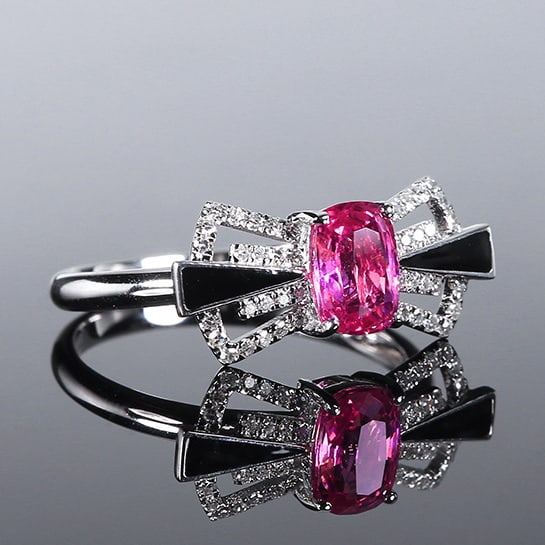 14k Gold 1.21 Ctw Natural Padparadscha Sapphire & Diamond Ring - 3