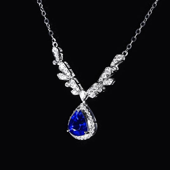 14k Gold 1.44 Ctw Natural Sapphire & Diamond Necklace - 2
