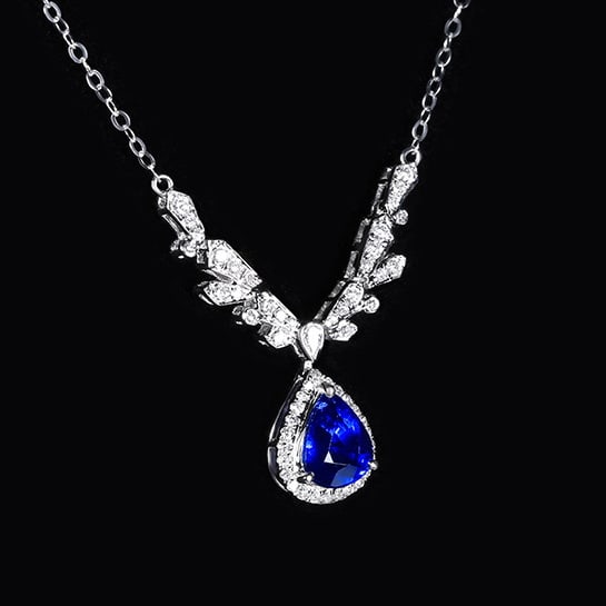 14k Gold 1.44 Ctw Natural Sapphire & Diamond Necklace - 3