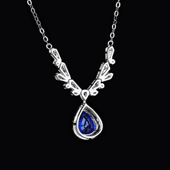 14k Gold 1.44 Ctw Natural Sapphire & Diamond Necklace - 4