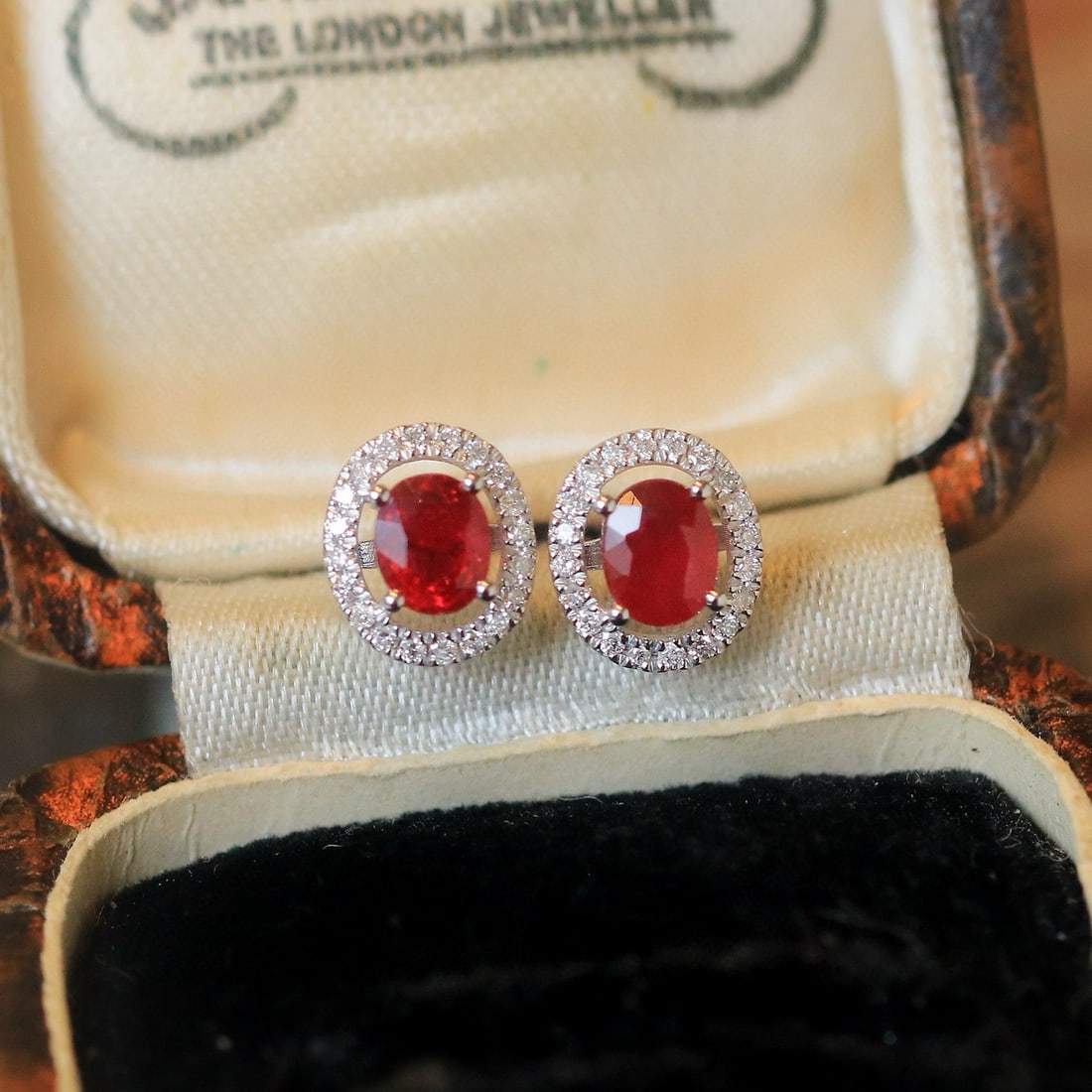 14k Gold 0.91 Ctw Vivid Red Natural Ruby & Diamond Earrings - 3