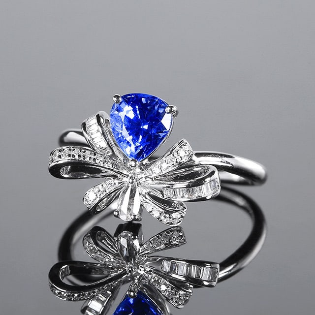 14k Gold 1.43 Ctw Natural Sapphire & Diamond Ring - 2