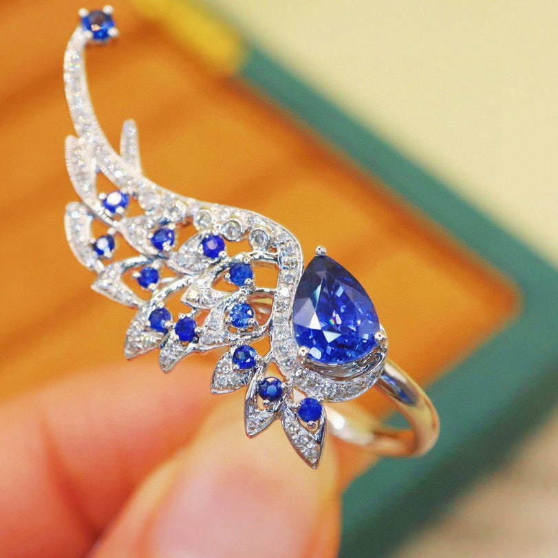 14k Gold 1.67 Ctw Natural Sapphire & Diamond Ring - 2