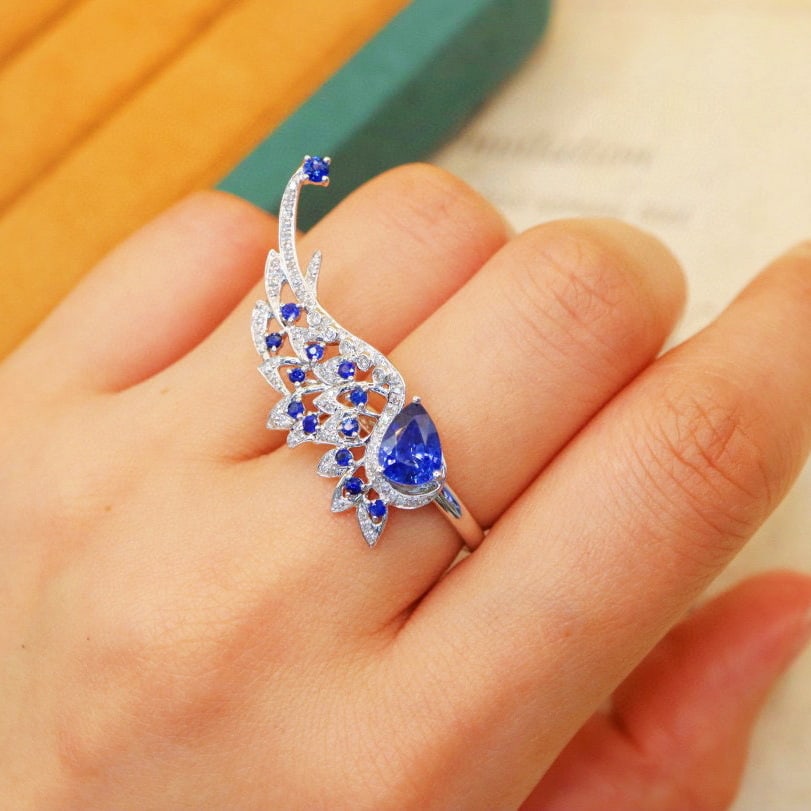 14k Gold 1.67 Ctw Natural Sapphire & Diamond Ring - 5