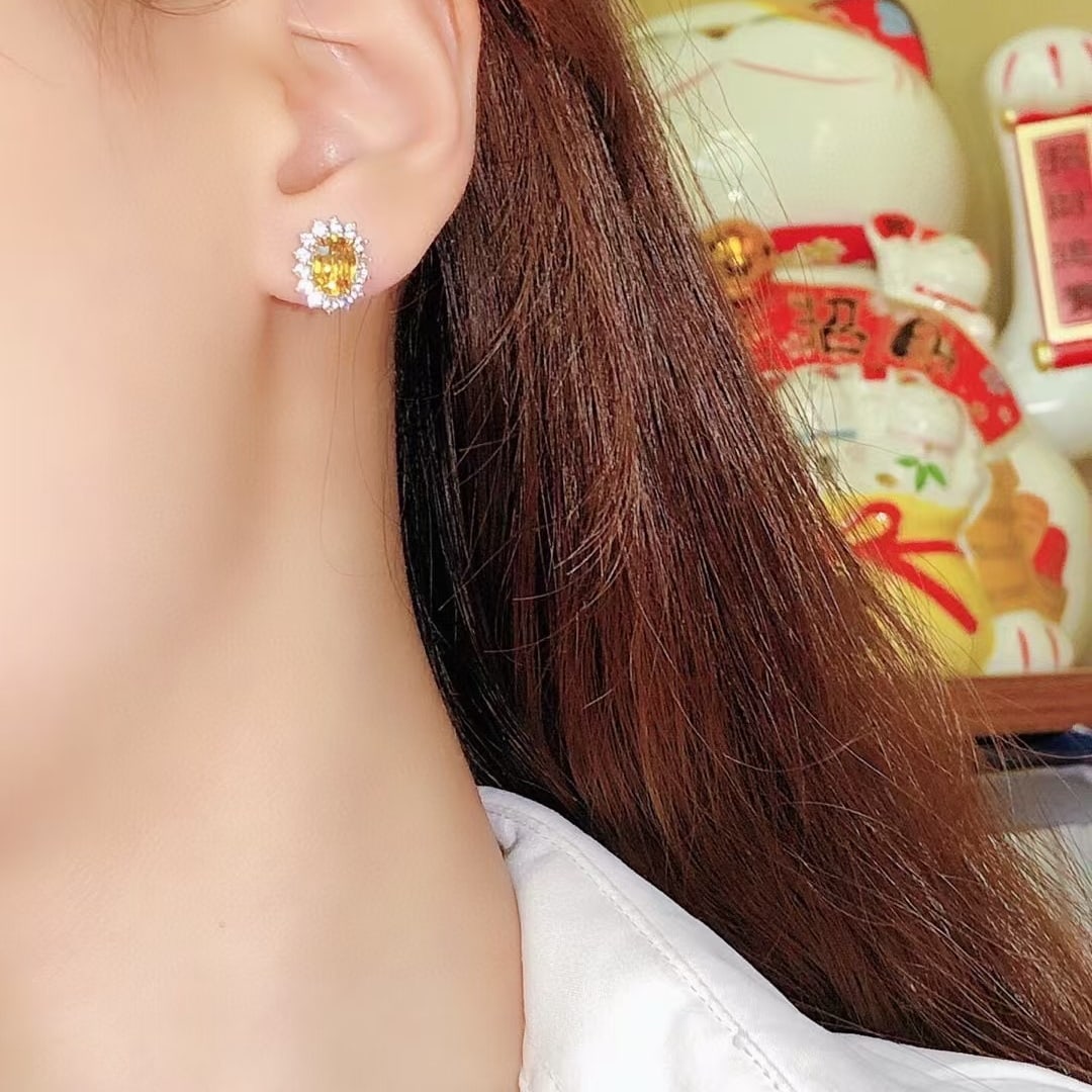 14k Gold 3.12 Ctw Natural Sapphire & Sapphire Earrings - 2