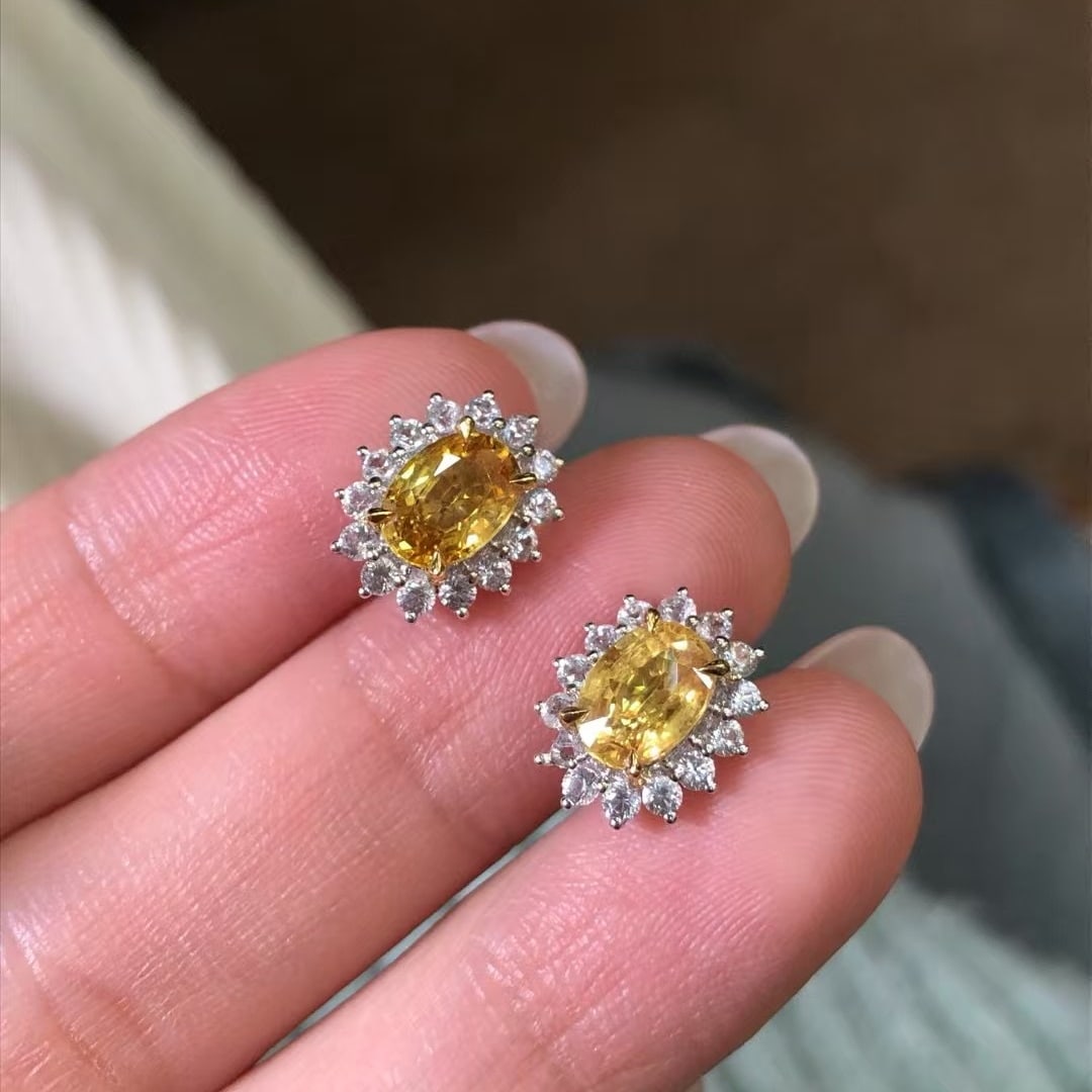 14k Gold 3.12 Ctw Natural Sapphire & Sapphire Earrings - 3