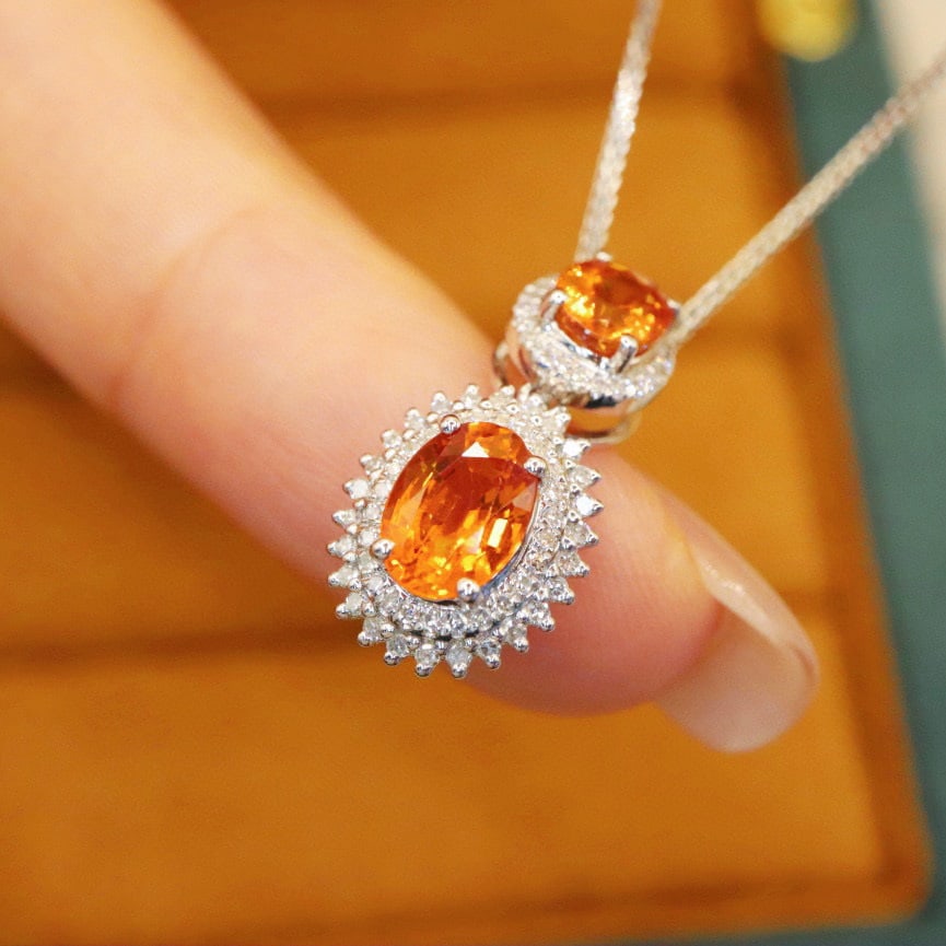 14k Gold 2.22 Ctw Natural Sapphire & Diamond Pendant( Without Chain ) - 3