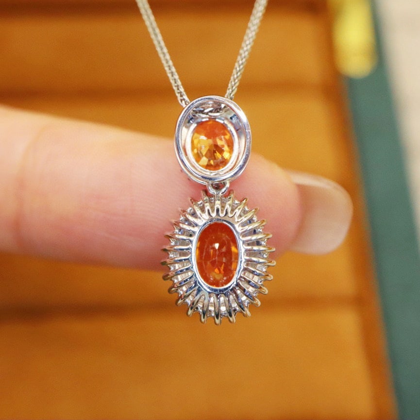 14k Gold 2.22 Ctw Natural Sapphire & Diamond Pendant( Without Chain ) - 5