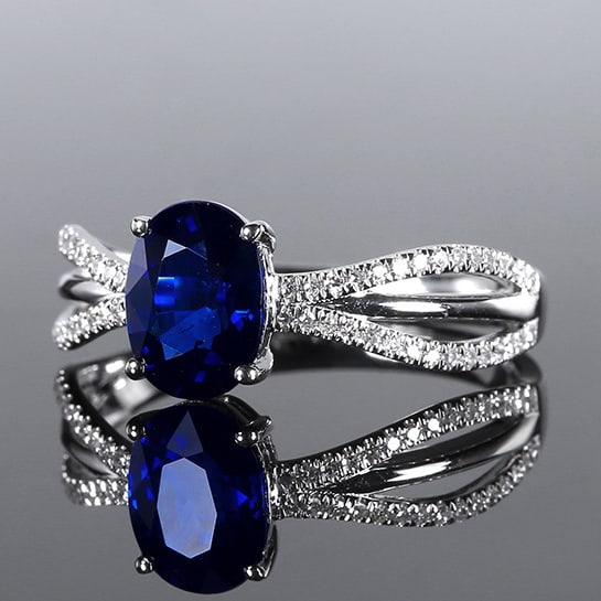 14k Gold 1.78 Ctw Natural Sapphire & Diamond Ring - 2