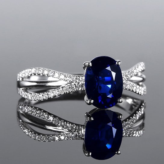 14k Gold 1.78 Ctw Natural Sapphire & Diamond Ring - 3