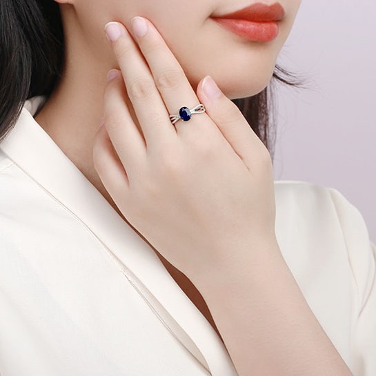 14k Gold 1.78 Ctw Natural Sapphire & Diamond Ring - 6