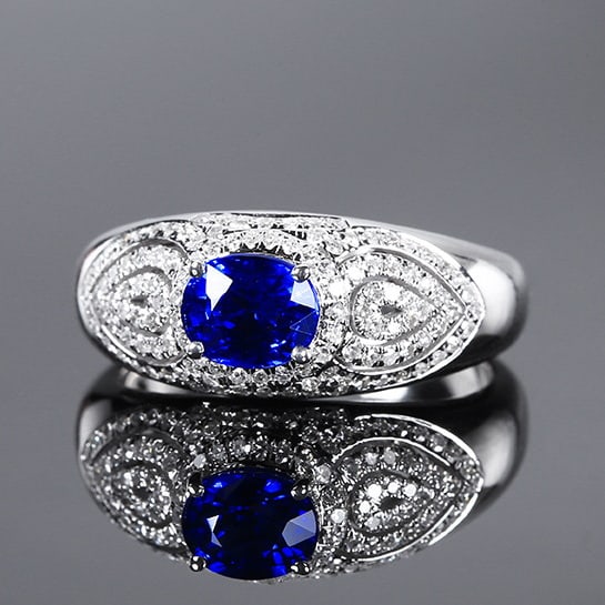 14k Gold 1.49 Ctw Natural Sapphire & Diamond Ring - 2