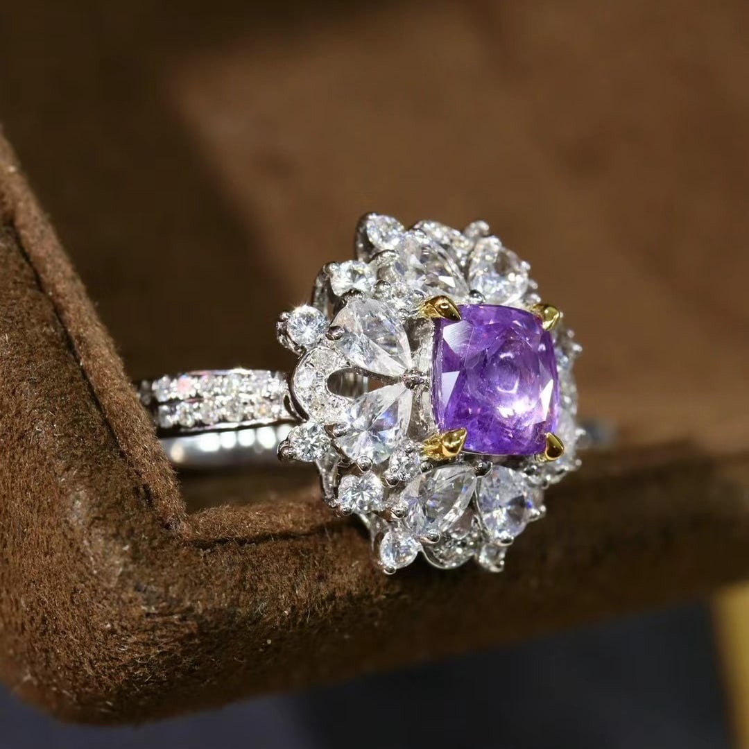 14k Gold 1.46 Ctw Natural Sapphire & Diamond Ring - 3