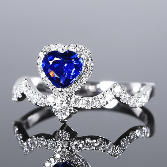 14k Gold 0.94 Ctw Natural Sapphire & Diamond Ring - 2