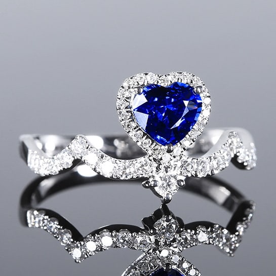 14k Gold 0.94 Ctw Natural Sapphire & Diamond Ring - 3